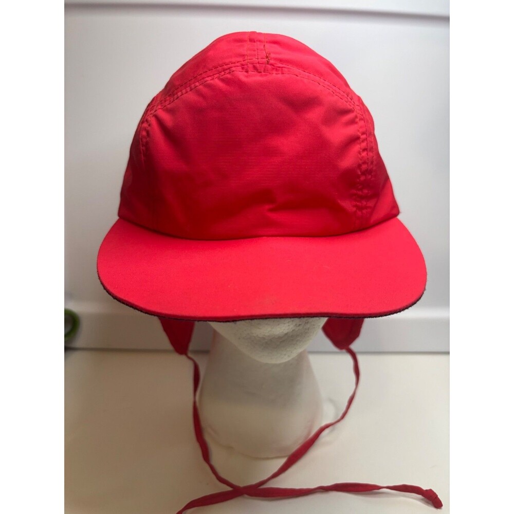 Vintage Columbia Winter Hat Cap Size M Red Lined Ear Flaps Snow Ski Made USA